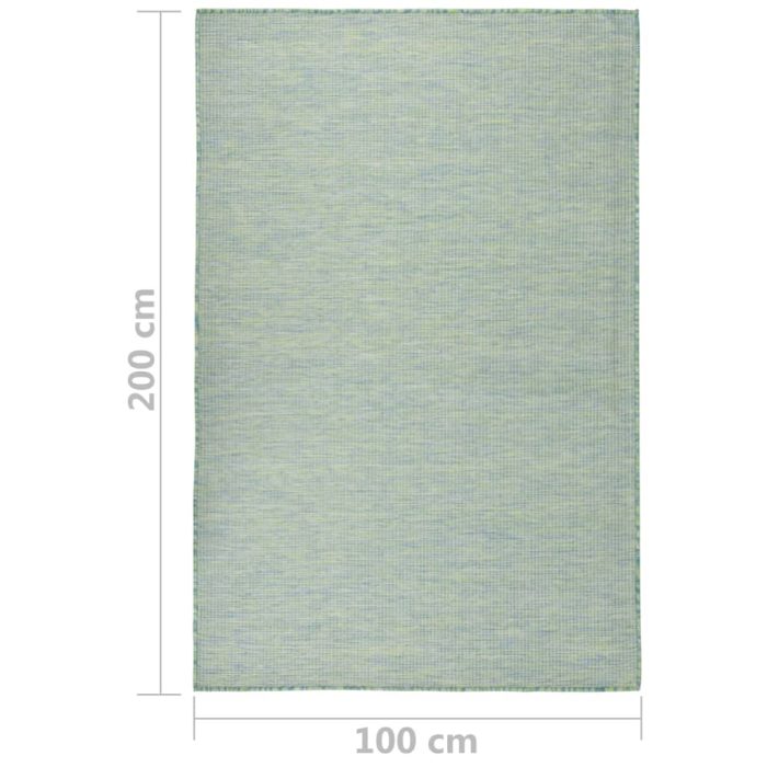 TrendyXL Buitenkleed platgeweven 100x200 cm turquoise