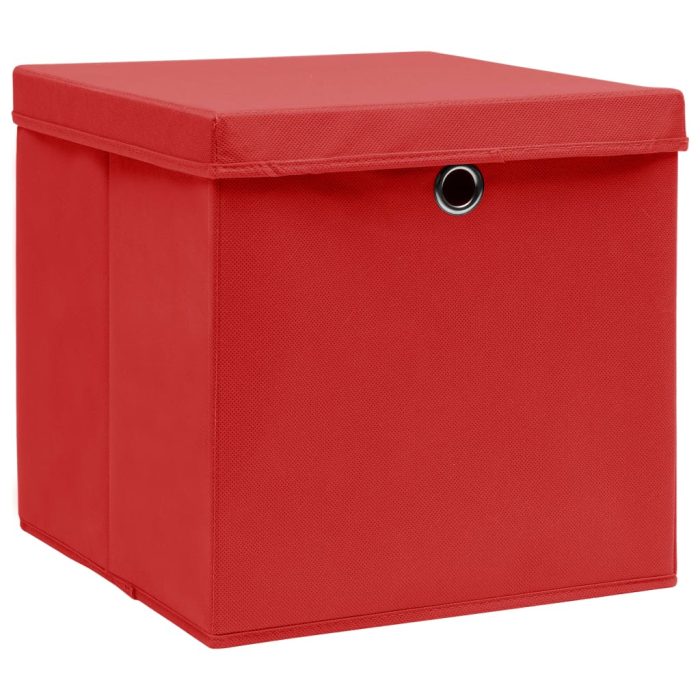 TrendyXL Opbergboxen met deksel 10 st 28x28x28 cm rood