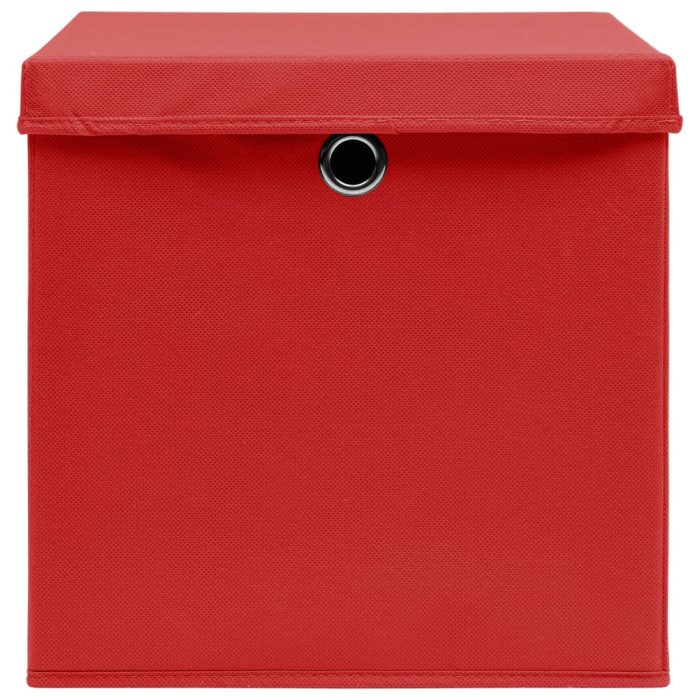 TrendyXL Opbergboxen met deksel 10 st 28x28x28 cm rood