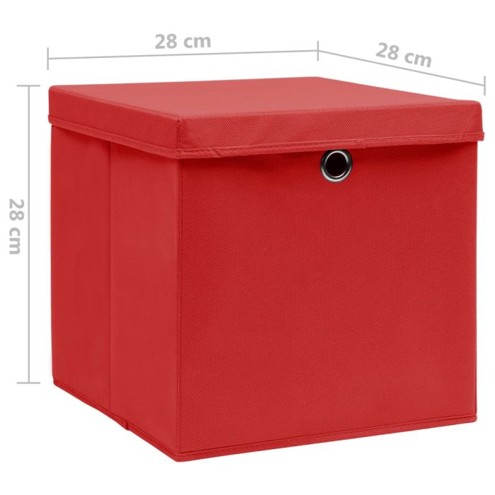 TrendyXL Opbergboxen met deksel 10 st 28x28x28 cm rood