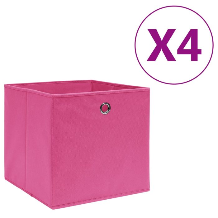 TrendyXL Opbergboxen 4 st 28x28x28 cm nonwoven stof roze