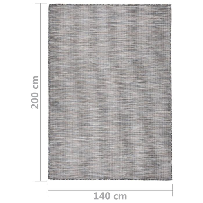 TrendyXL Buitenkleed platgeweven 140x200 cm bruin en blauw