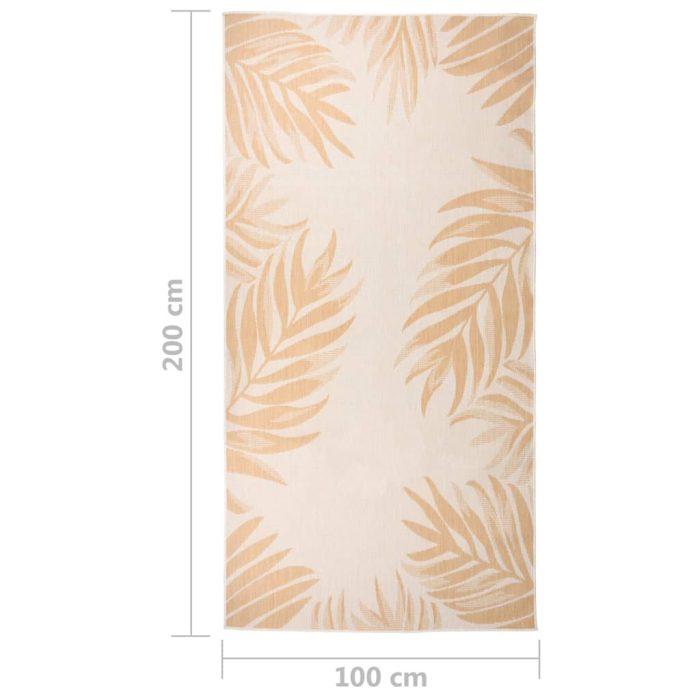 TrendyXL Buitenkleed met bladpatroon platgeweven 100x200 cm