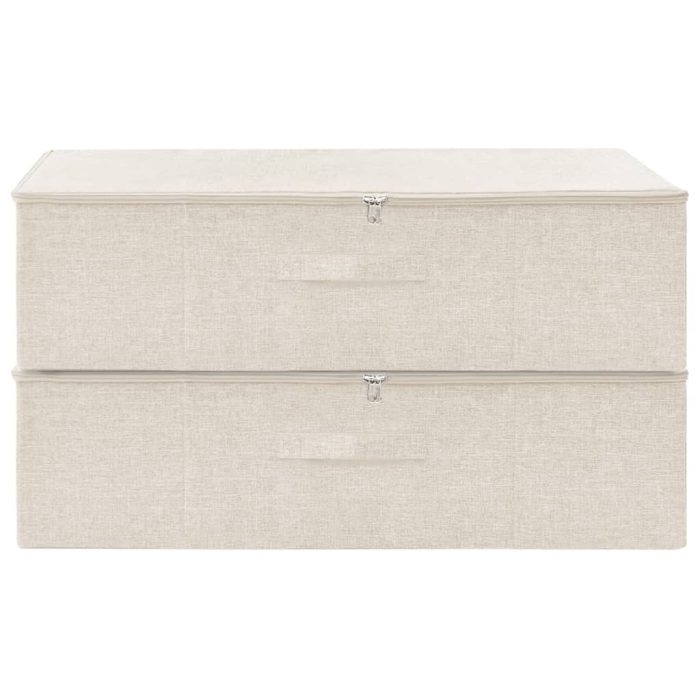 TrendyXL Opbergboxen 2 st 70x40x18 cm stof crèmekleurig