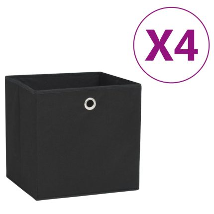 TrendyXL Opbergboxen 4 st 28x28x28 cm nonwoven stof zwart