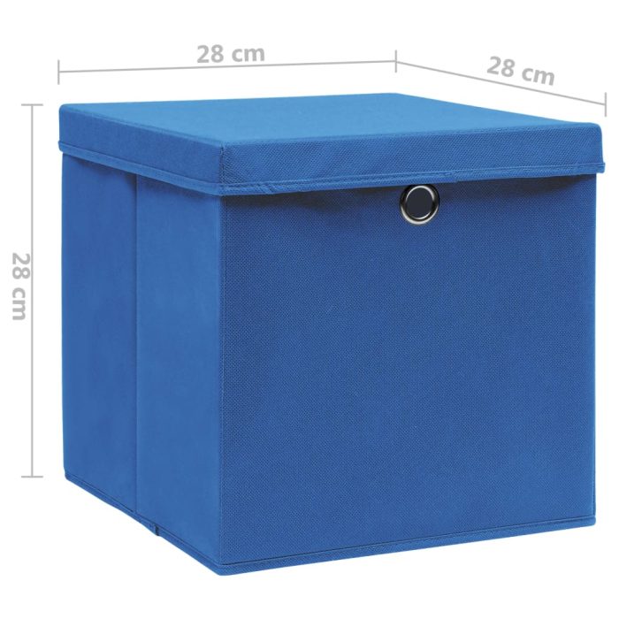 TrendyXL Opbergboxen met deksel 4 st 28x28x28 cm blauw