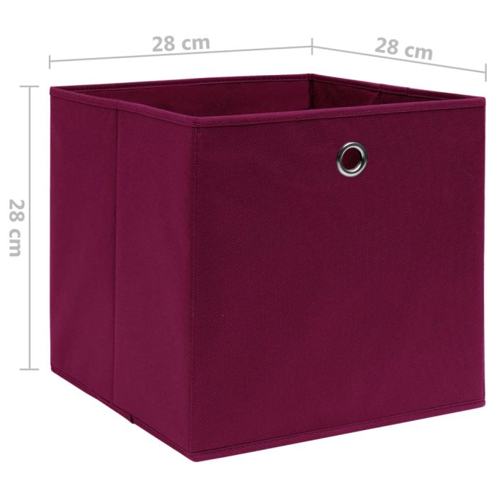 TrendyXL Opbergboxen 10 st 28x28x28 cm nonwoven stof donkerrood