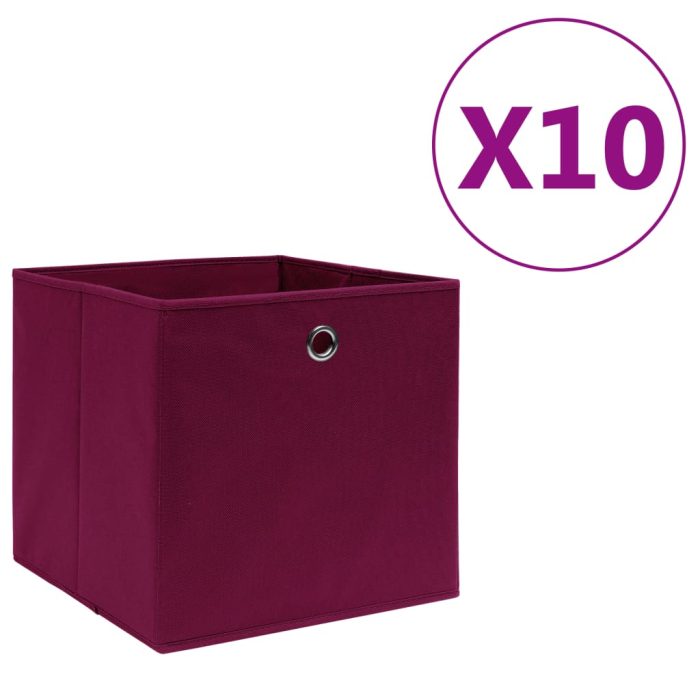 TrendyXL Opbergboxen 10 st 28x28x28 cm nonwoven stof donkerrood