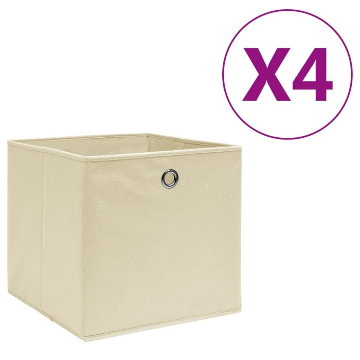 TrendyXL Opbergboxen 4 st 28x28x28 cm nonwoven stof crèmekleurig