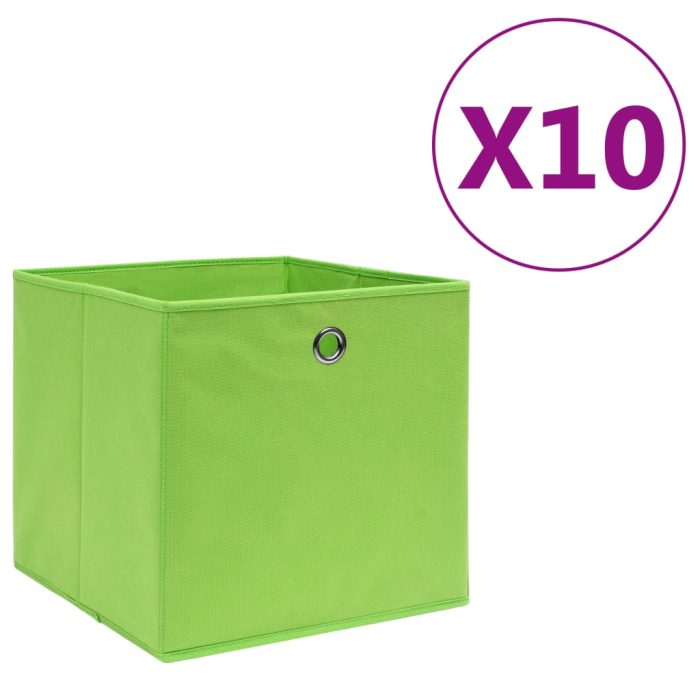 TrendyXL Opbergboxen 10 st 28x28x28 cm nonwoven stof groen