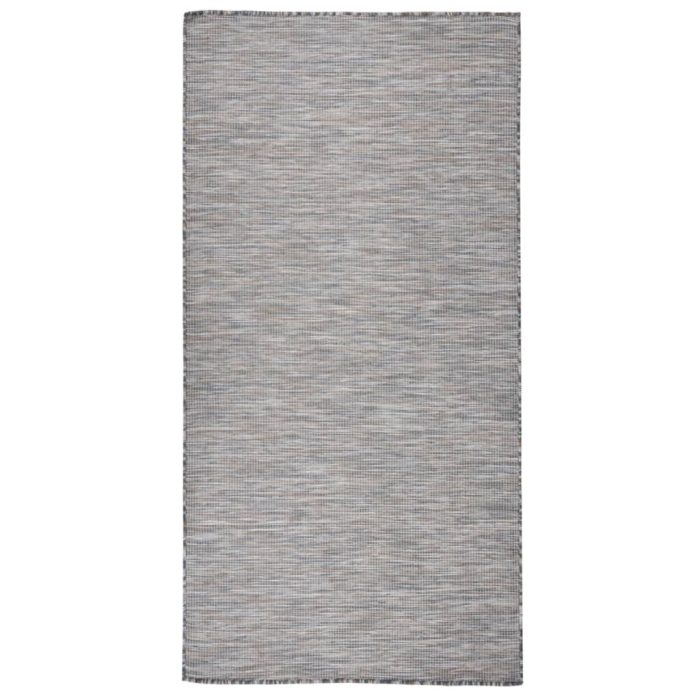 TrendyXL Buitenkleed platgeweven 100x200 cm bruin en blauw