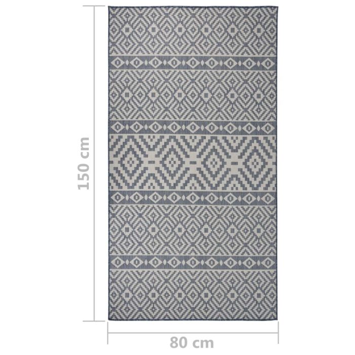 TrendyXL Buitenkleed met patroon platgeweven 80x150 cm blauw