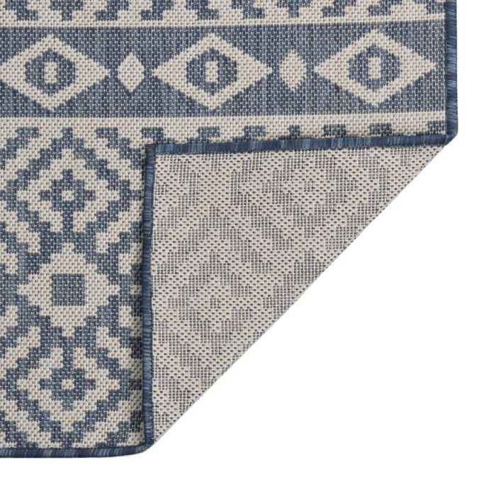 TrendyXL Buitenkleed met patroon platgeweven 80x150 cm blauw