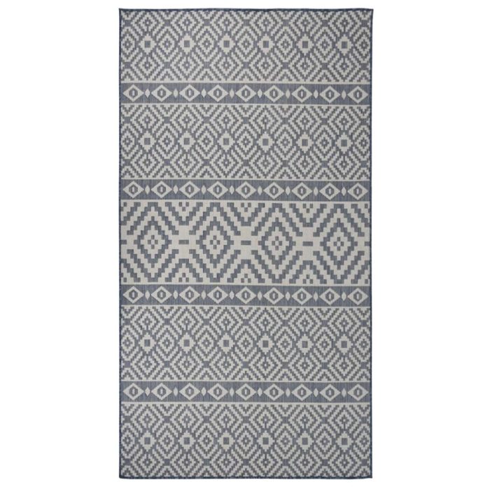 TrendyXL Buitenkleed met patroon platgeweven 80x150 cm blauw