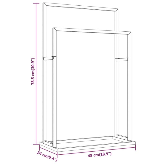 TrendyXL Handdoekenrek vrijstaand 48x24x78,5 cm ijzer goudkleurig