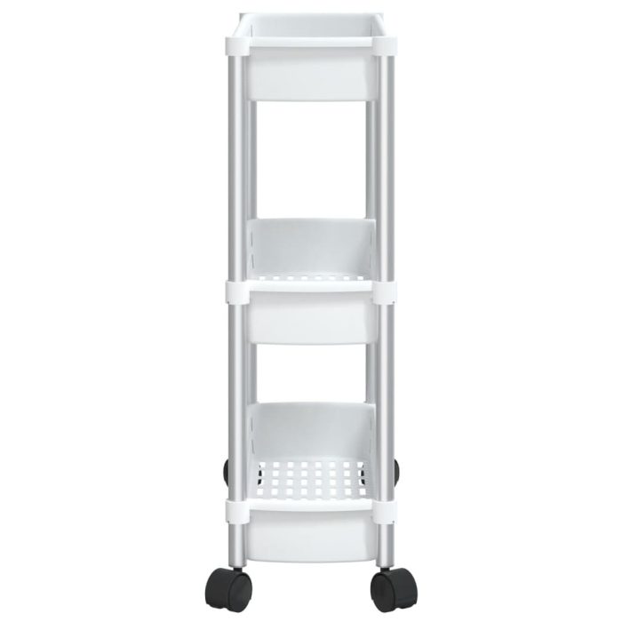 TrendyXL Opbergtrolley 3 laags aluminium zilverkleurig en wit