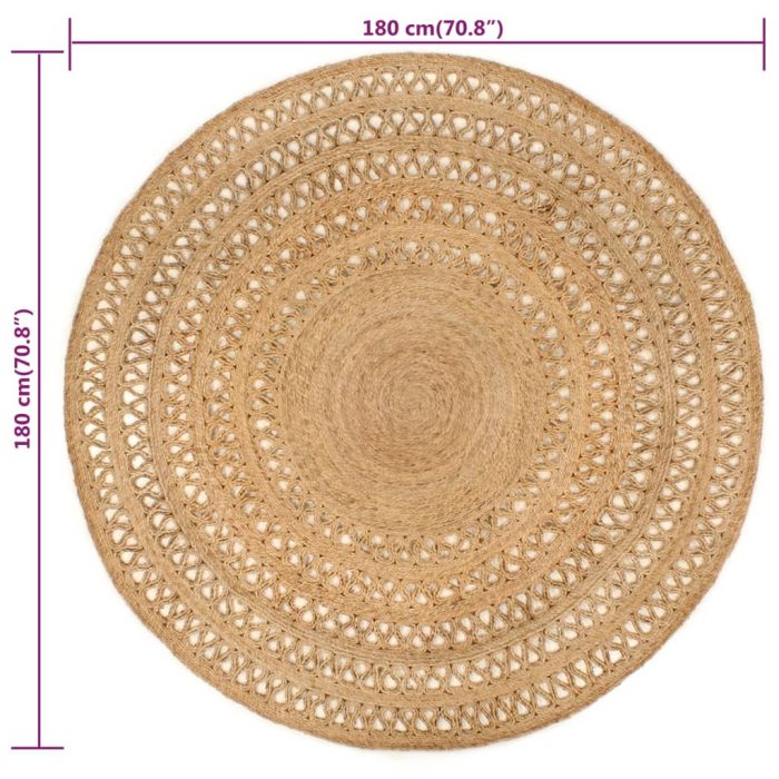 TrendyXL Tapijt rond 180 cm gevlochten jute