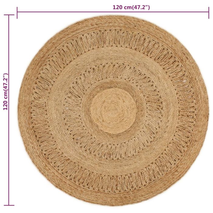 TrendyXL Tapijt rond 120 cm gevlochten jute