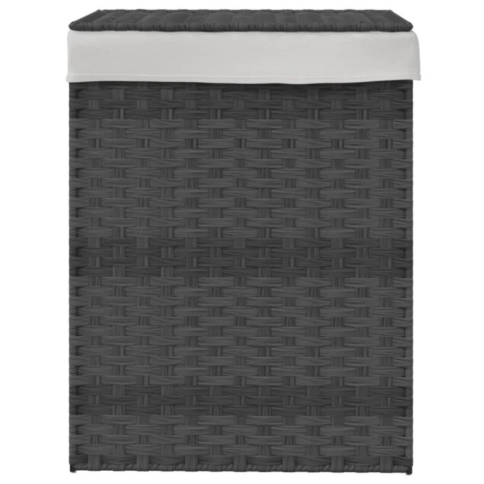 TrendyXL Wasmand met deksel 46x33x60 cm poly rattan grijs