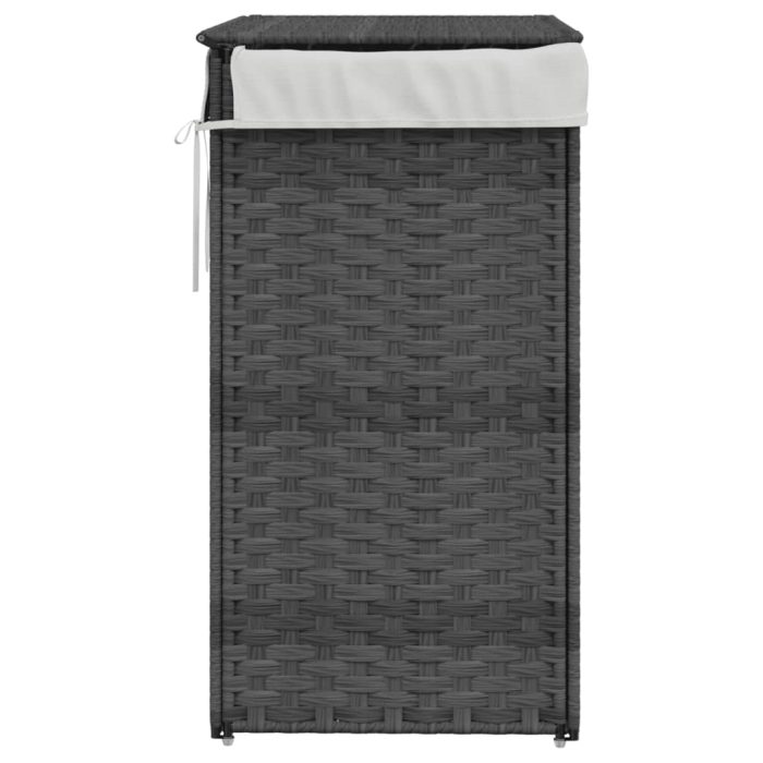 TrendyXL Wasmand met deksel 46x33x60 cm poly rattan grijs