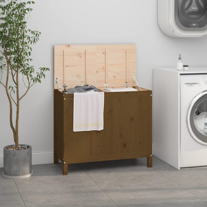 TrendyXL Wasmand 88,5x44x76 cm massief grenenhout honingbruin