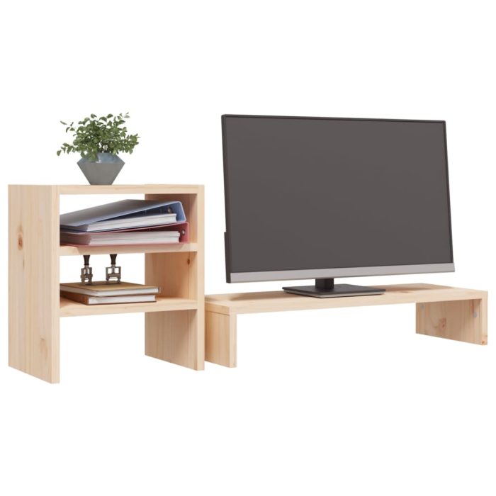 TrendyXL Monitorstandaard 81x20x30 cm massief grenenhout