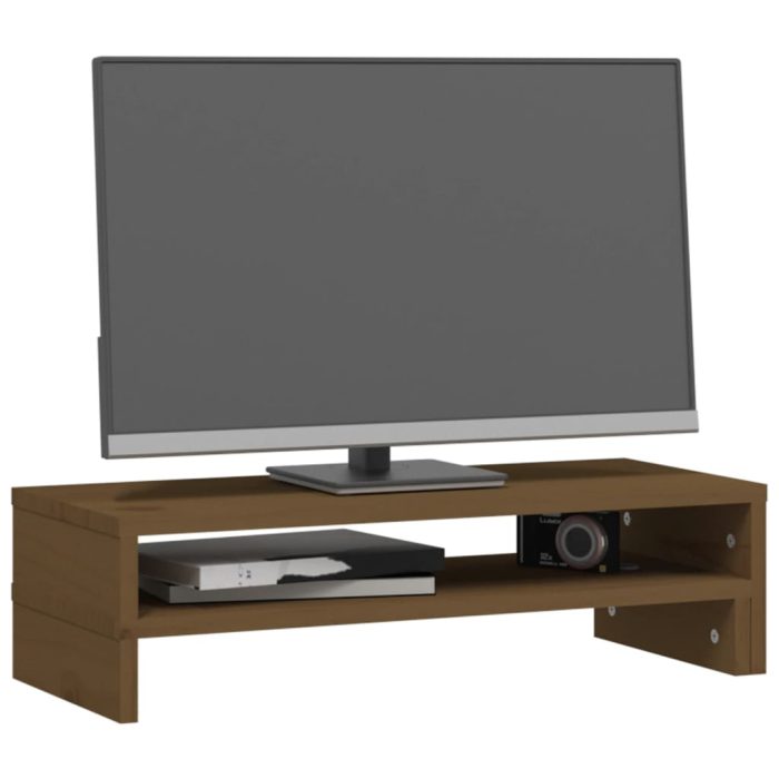 TrendyXL Monitorstandaard (52-101)x22x14 cm grenenhout honingbruin