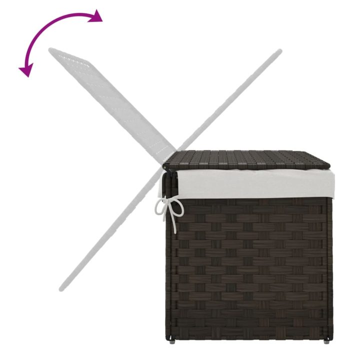 TrendyXL Wasmand met deksel 55,5x35x34 cm poly rattan donkerbruin