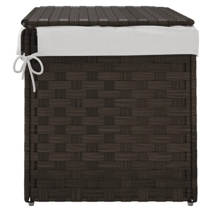 TrendyXL Wasmand met deksel 55,5x35x34 cm poly rattan donkerbruin