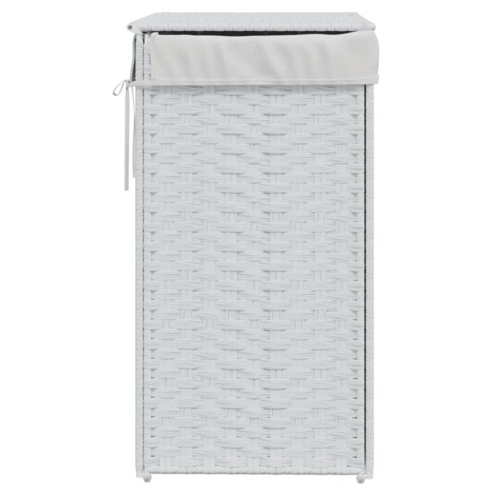 TrendyXL Wasmand met deksel 46x33x60 cm poly rattan wit