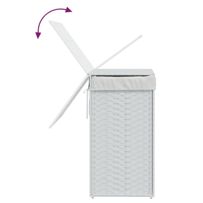 TrendyXL Wasmand met deksel 46x33x60 cm poly rattan wit