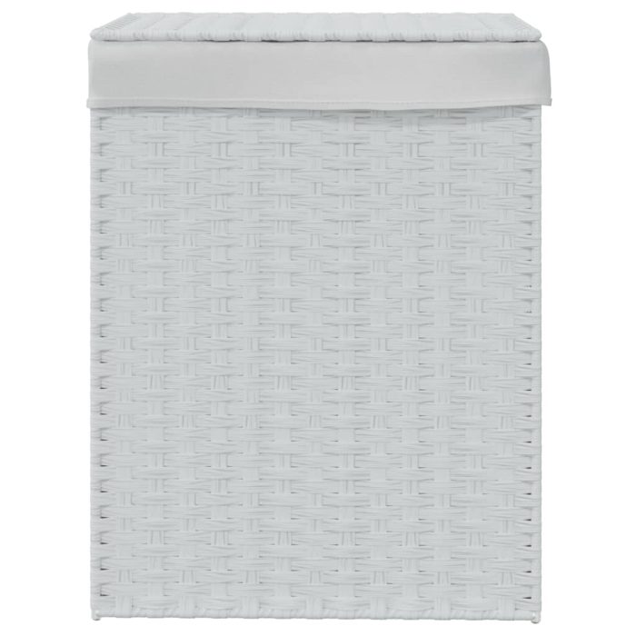 TrendyXL Wasmand met deksel 46x33x60 cm poly rattan wit