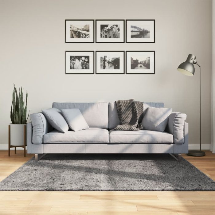 TrendyXL Vloerkleed HUARTE laagpolig zacht wasbaar 160x160 cm antraciet