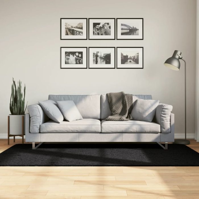 TrendyXL Vloerkleed PAMPLONA shaggy hoogpolig modern 100x200 cm zwart