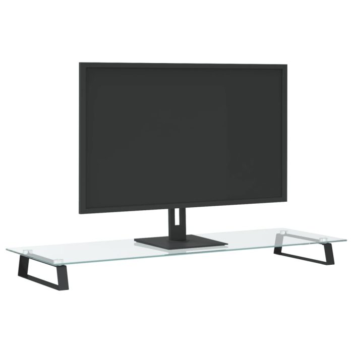 TrendyXL Monitorstandaard 100x35x8 cm gehard glas en metaal zwart