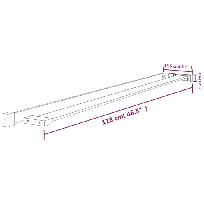 TrendyXL Doucheschap voor inloopdouchewand 118 cm aluminium zwart