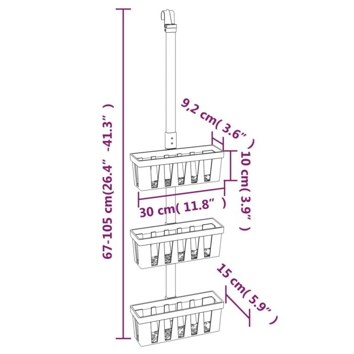 TrendyXL Doucherek 30x15x(67-105) cm aluminium