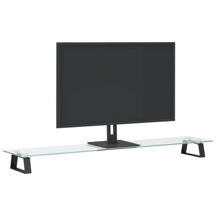 TrendyXL Monitorstandaard 100x20x8 cm gehard glas en metaal zwart