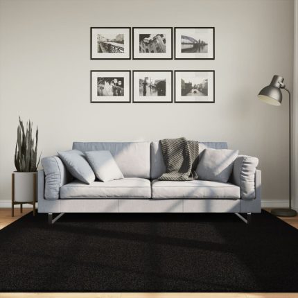 TrendyXL Vloerkleed HUARTE laagpolig zacht wasbaar 200x200 cm zwart