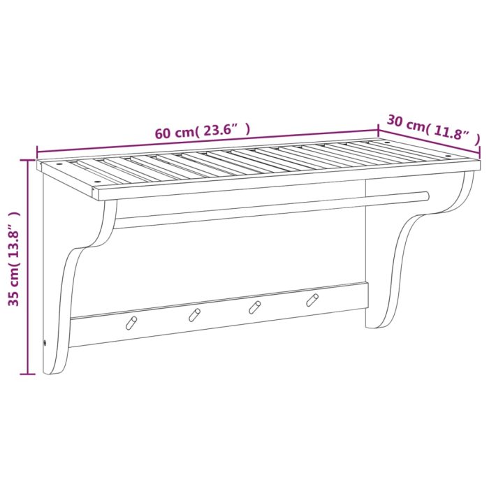 TrendyXL Handdoekenrek 60x30x35 cm massief walnotenhout