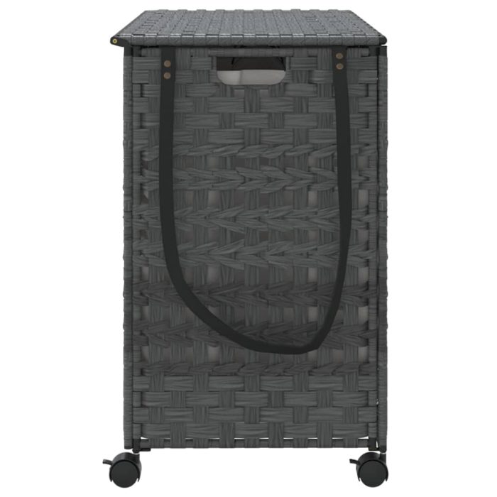 TrendyXL Wasmand op wielen 66x35x60 cm rattan grijs