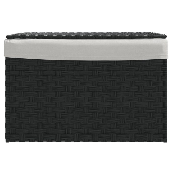 TrendyXL Wasmand met deksel 55,5x35x34 cm poly rattan zwart