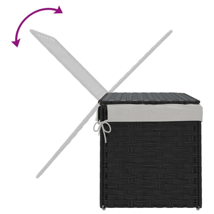 TrendyXL Wasmand met deksel 55,5x35x34 cm poly rattan zwart