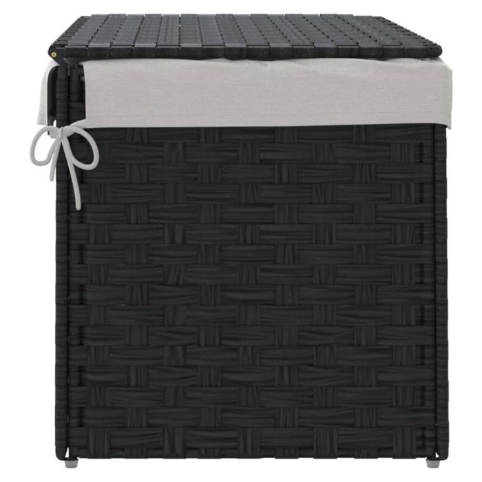 TrendyXL Wasmand met deksel 55,5x35x34 cm poly rattan zwart