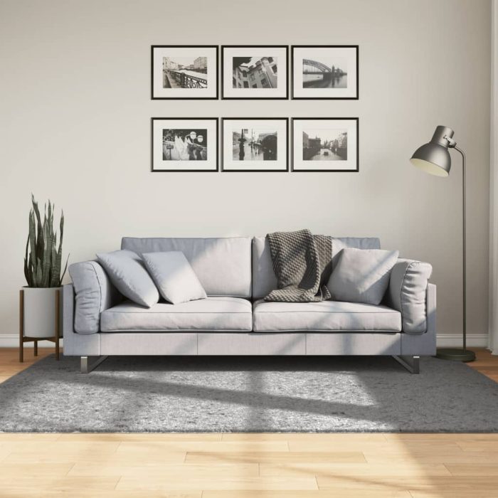 TrendyXL Vloerkleed PAMPLONA shaggy hoogpolig modern 140x200 cm grijs