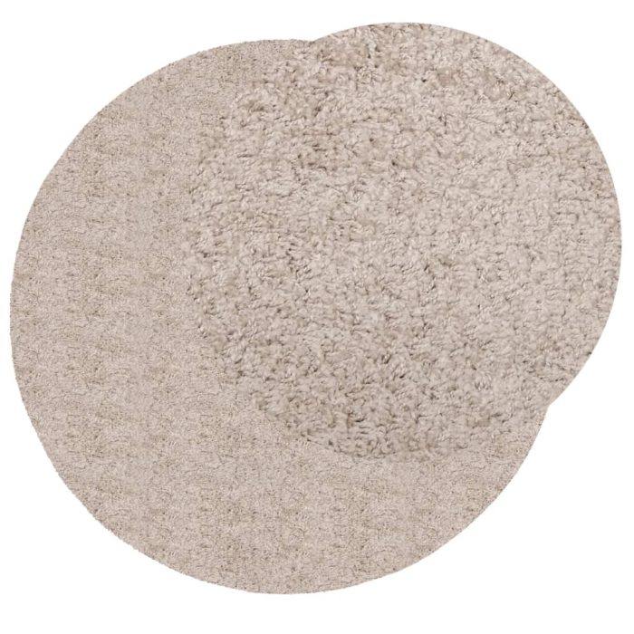 TrendyXL Vloerkleed PAMPLONA shaggy hoogpolig modern Ø 100 cm beige