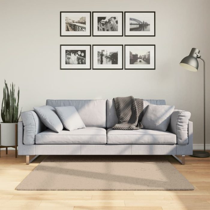 TrendyXL Vloerkleed HUARTE laagpolig zacht wasbaar 120x120cm zandkleurig