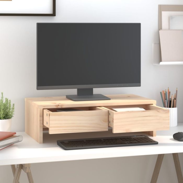 TrendyXL Monitorstandaard 50x27x15 cm massief grenenhout