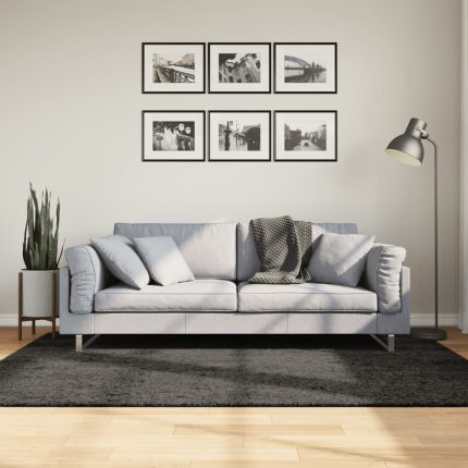 TrendyXL Vloerkleed ISTAN hoogpolig glanzend 140x200 cm antracietkleurig