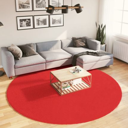 TrendyXL Vloerkleed OVIEDO laagpolig Ø 240 cm rood